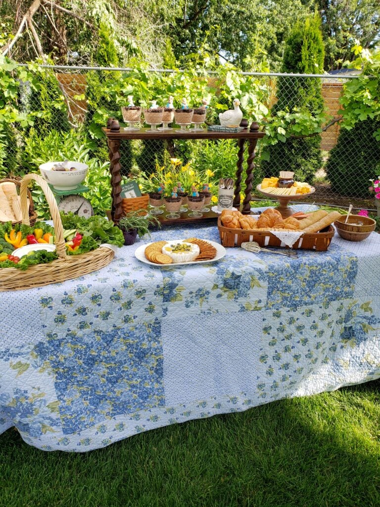 peter rabbit party food buffet setup