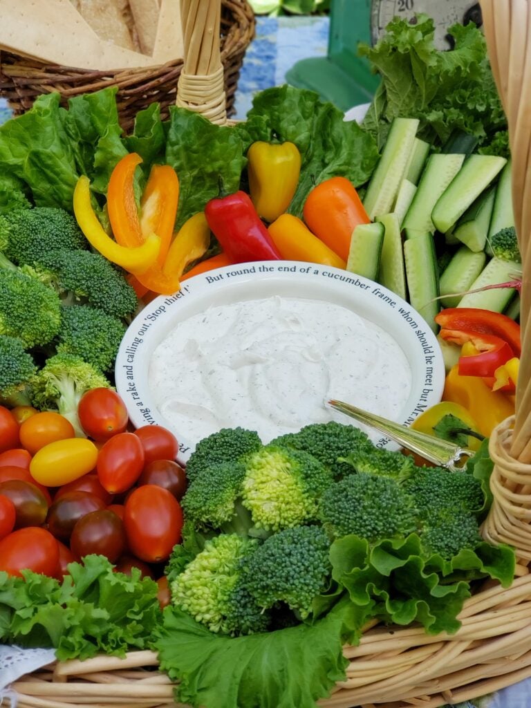peter rabbit party food basket of veggies