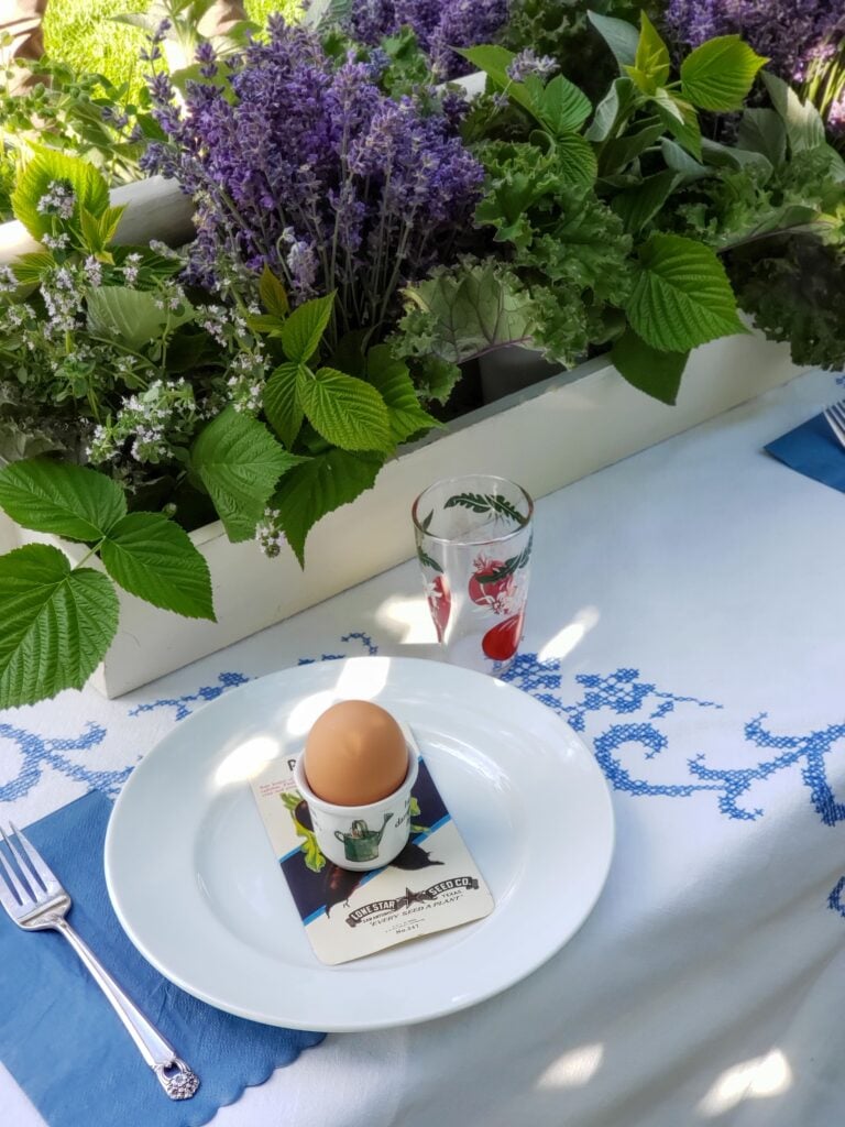 peter rabbit party tablescape for kids with egg cup