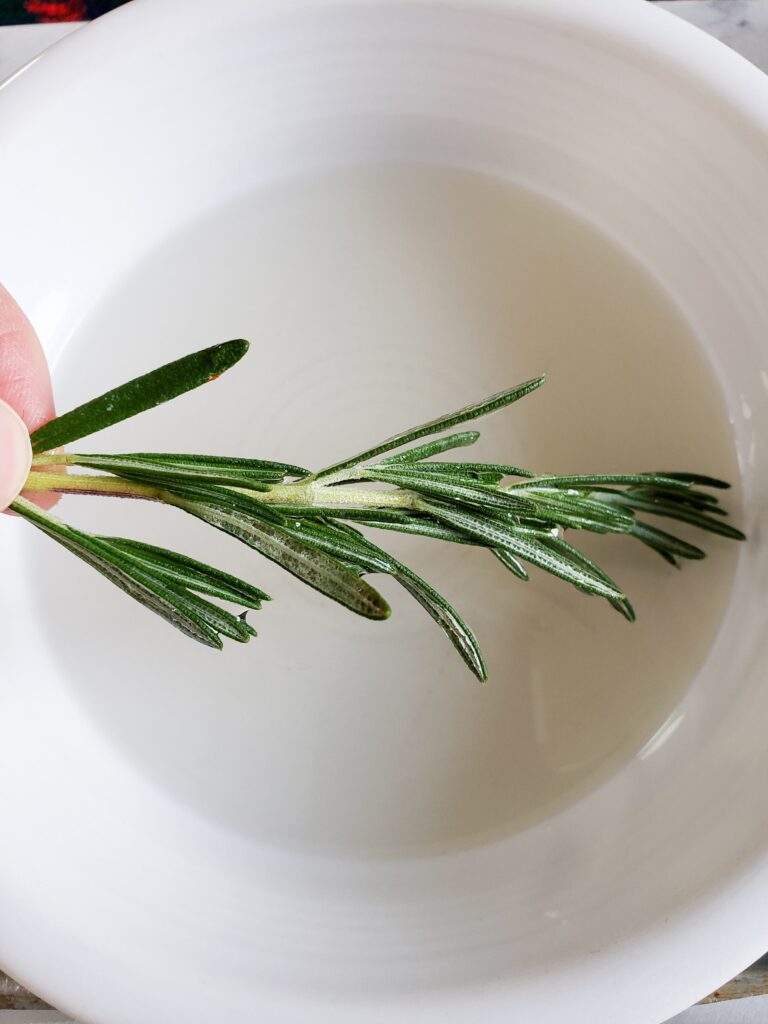sugared rosemary in simple syrup