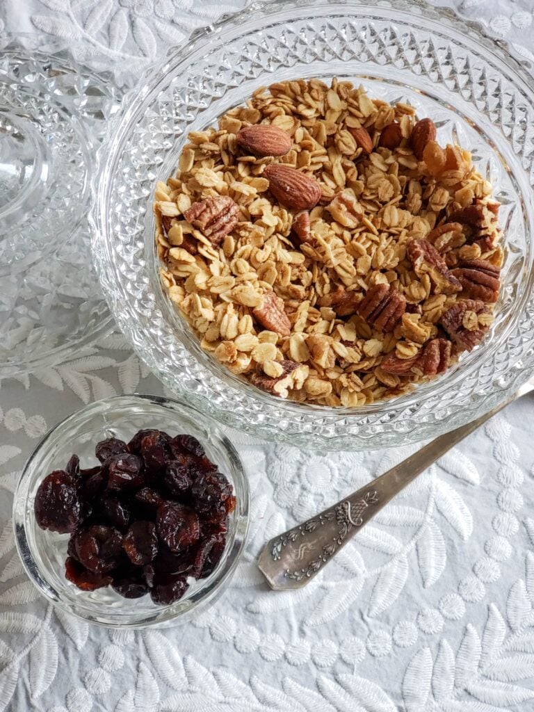 homemade granola with nuts and cranberries