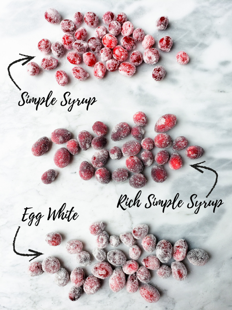 sugared cranberries 3 ways