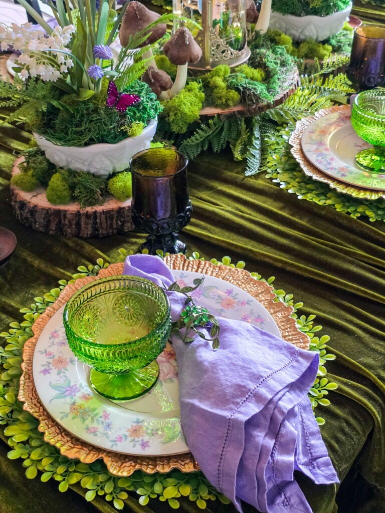 enchanted forest fairy party tablescape