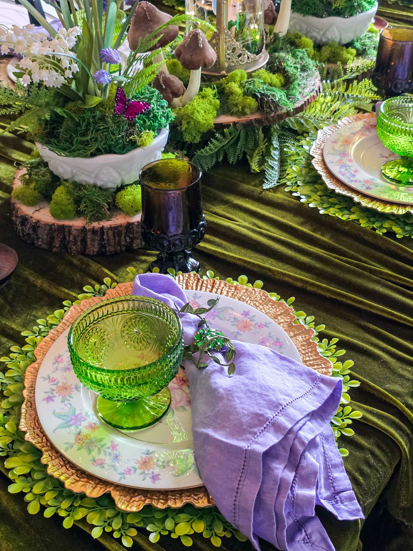 enchanted forest fairy party tablescape