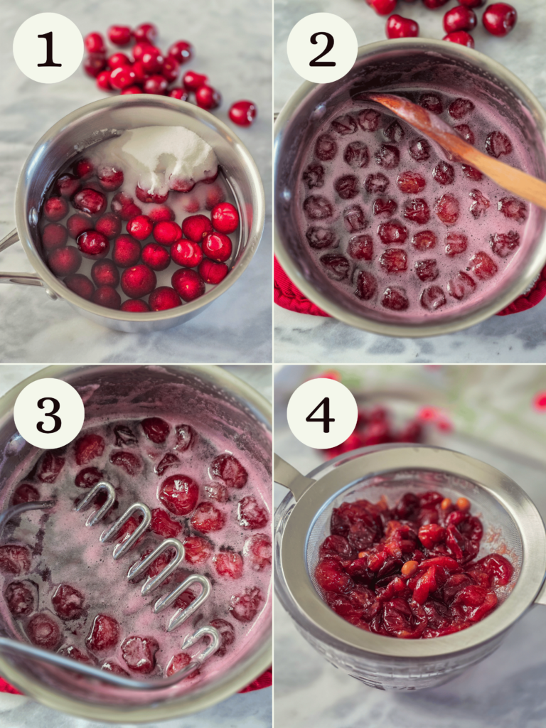 instructions for boiling, mashing and straining cherries