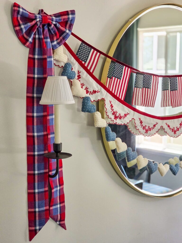 americana plaid bow and bunting
