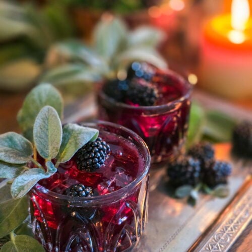 bourbon blackberry cocktail with sage