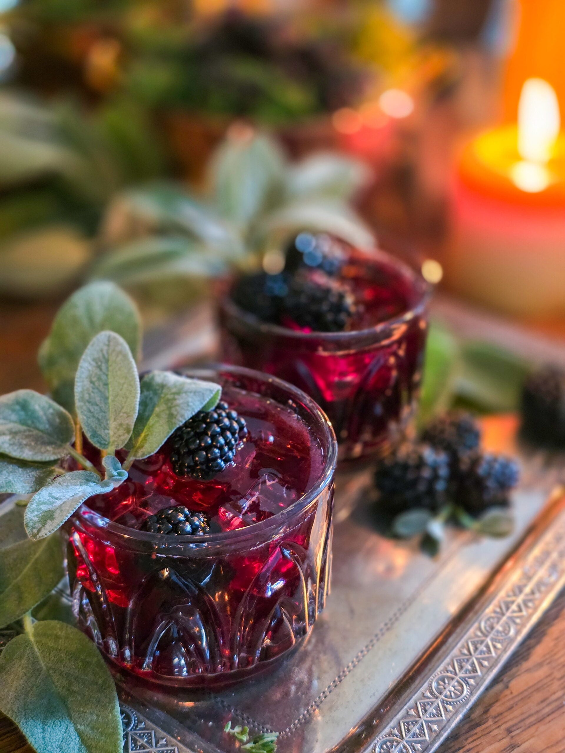 bourbon blackberry cocktail with sage
